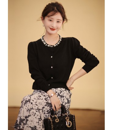 Sweet girl hand-beaded cardigan high-end cardigan 