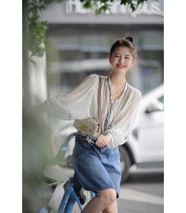 T-shirt lengan pendek sutera berkualiti tinggi Yunyoushi 