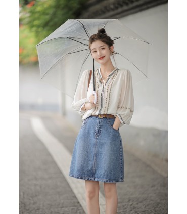 T-shirt à manches courtes en soie haut de gamme Yunyoushi 