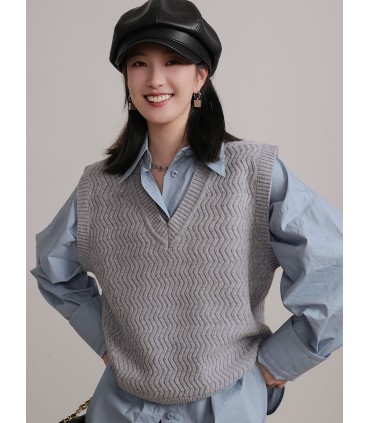 Colete com decote em V blusa feminina sem mangas