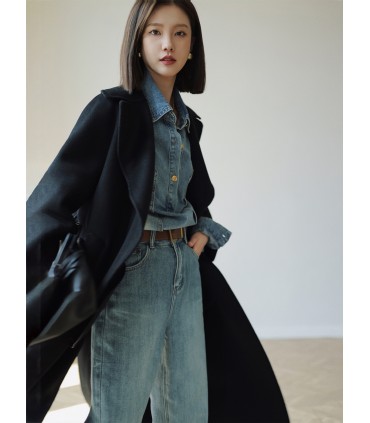 카우보이 파티 느슨한 기질 데님 셔츠 