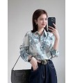 Retro fashion national style printed shirt 