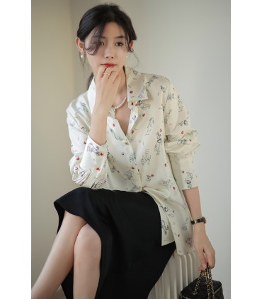 Camicia stampata in stile nazionale di moda retrò 