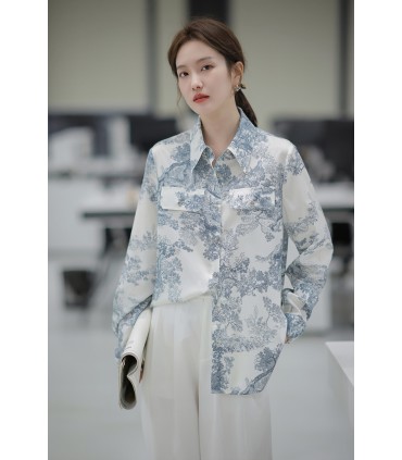 Camicia stampata in stile nazionale di moda retrò 