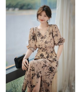 Jupe à col en V nouvelle robe de tempérament 