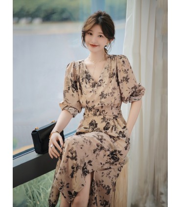 Gaun temperamen baru rok V-neck