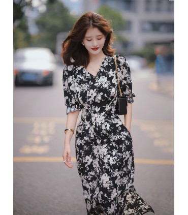 브이넥 스커트 새로운 기질 드레스