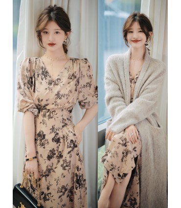 Gaun temperamen baru rok V-neck