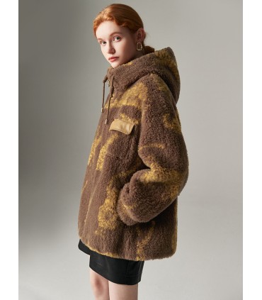 Sheep shearling short stitching casual jacket