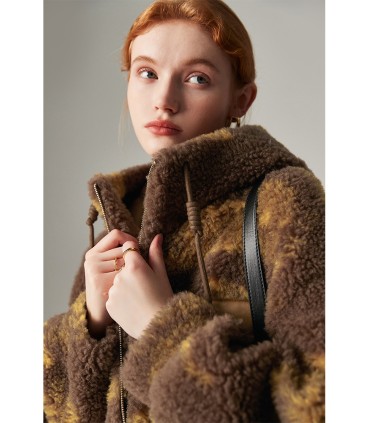 Sheep shearling short stitching casual jacket