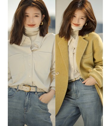 벨벳 셔츠 느슨한 패션 옷깃 셔츠 