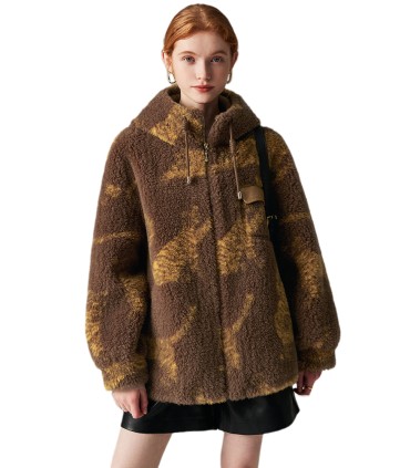 Sheep shearling short stitching casual jacket