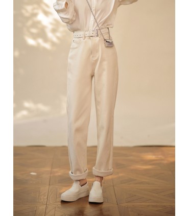 Minimalistiska jeans med hög midja