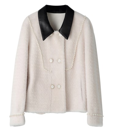 Sheep shearling short stitching jacket