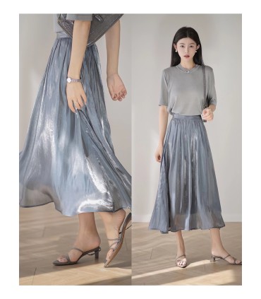 Skirt mengalir kilauan cangkerang mutiara
