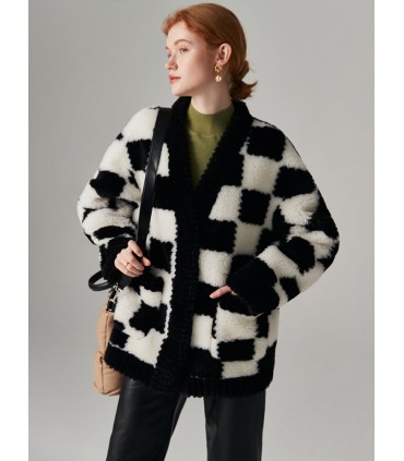Sheep shearling cropped cardigan