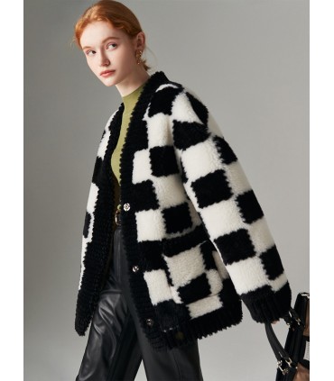 Får shearling cropped cardigan