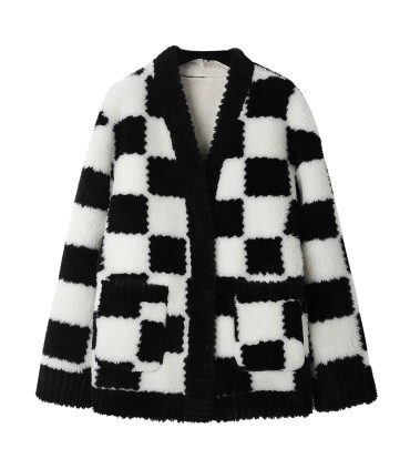 Sheep shearling cropped cardigan