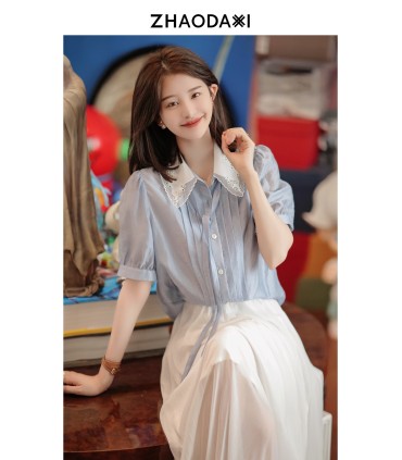 Camisa de manga corta suelta recta Shanhai Diary 