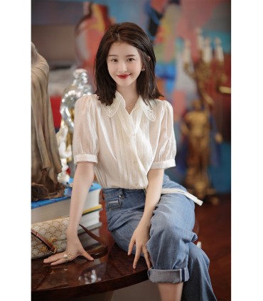 Nhật ký Shanhai sơ mi ngắn tay dáng rộng 