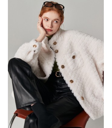 Chaqueta de cuello corto de borrego de oveja