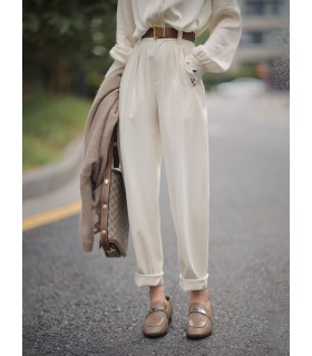 오리지널 배아 작은 흰색 바지 루즈한 패션 정장 바지