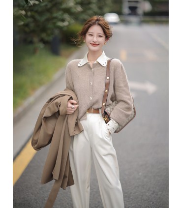 오리지널 배아 작은 흰색 바지 루즈한 패션 정장 바지