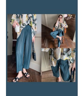 Style Pants Miyake Style Elastic High Waist