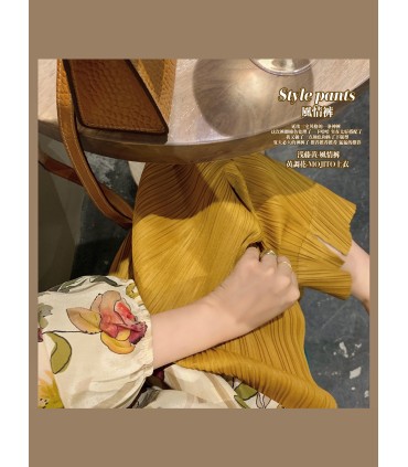 Estilo Pantalones Estilo Miyake Cintura alta elástica