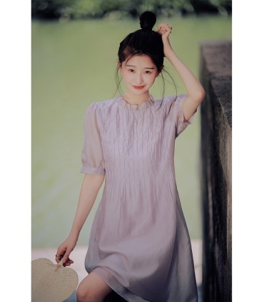 Loceng Angin Ungu Longgar Lace Tencel Fairy Dress