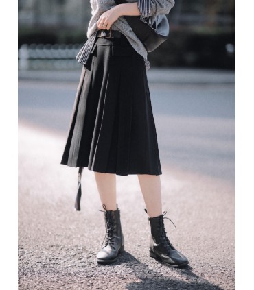 Skirt Pinggang Tinggi Retro Wanita 