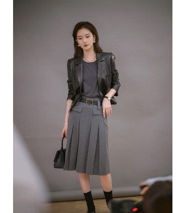 Skirt Pinggang Tinggi Retro Wanita 