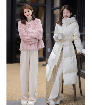 Calça Reta Noodle Cintura Alta Retro Calça Casual