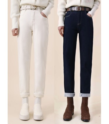 Byxor med raka ben nya minimalistiska jeans