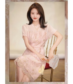 Pakaian renda berkualiti tinggi Skirt rehat teh renda longgar 