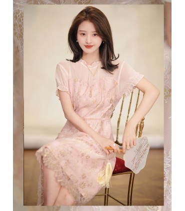 Top quality lace dress Loose lace tea break skirt 