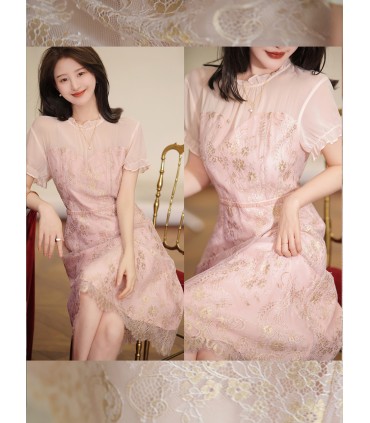 Vestido de encaje de alta calidad Falda suelta de encaje para el té 