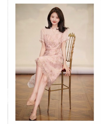 Robe en dentelle de qualité supérieure Jupe de pause-thé en dentelle ample 