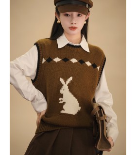 Lazy Sweater Wanita Atasan Tanpa Lengan Baharu Musim Sejuk 