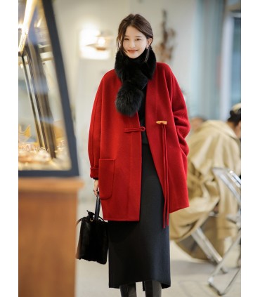 Lös dubbelsidig yllerock Ny vindjacka 