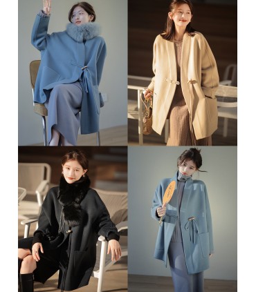 Lös dubbelsidig yllerock Ny vindjacka 