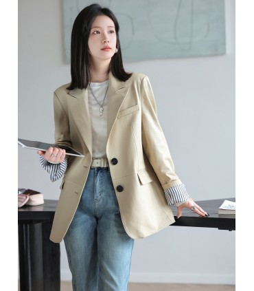 Sheep leather women's 2023 new suit jacket 