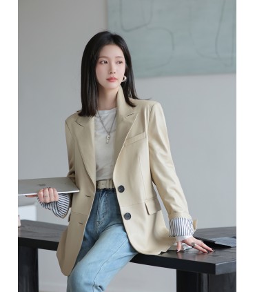 Nouvelle veste de costume femme en cuir de mouton 2023 