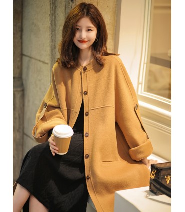 Cappotto di lana girocollo a tubo dritto nuovo top di inizio autunno 