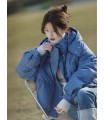 느슨한 스탠드 칼라 다운 재킷 새로운 스타일의 얇고 게으른 탑