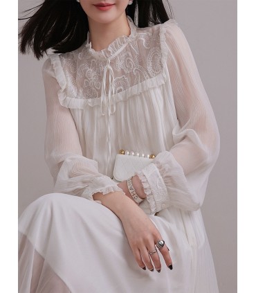 Fold texture lace embroidery + lace collar 