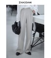 Pantalon de costume taille haute droit vertical simple 