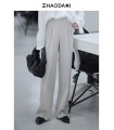 Simple vertical straight high-waist suit pants 