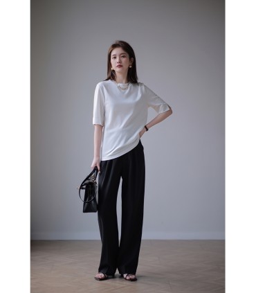 심플한 수직 스트레이트 하이웨이스트 수트 팬츠 