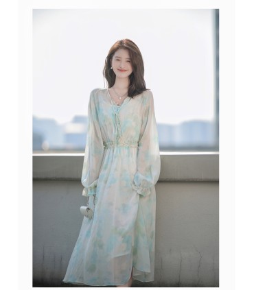 Langit Cerah Semalam—Skirt Siri Loose Buckle V-Neck Baju